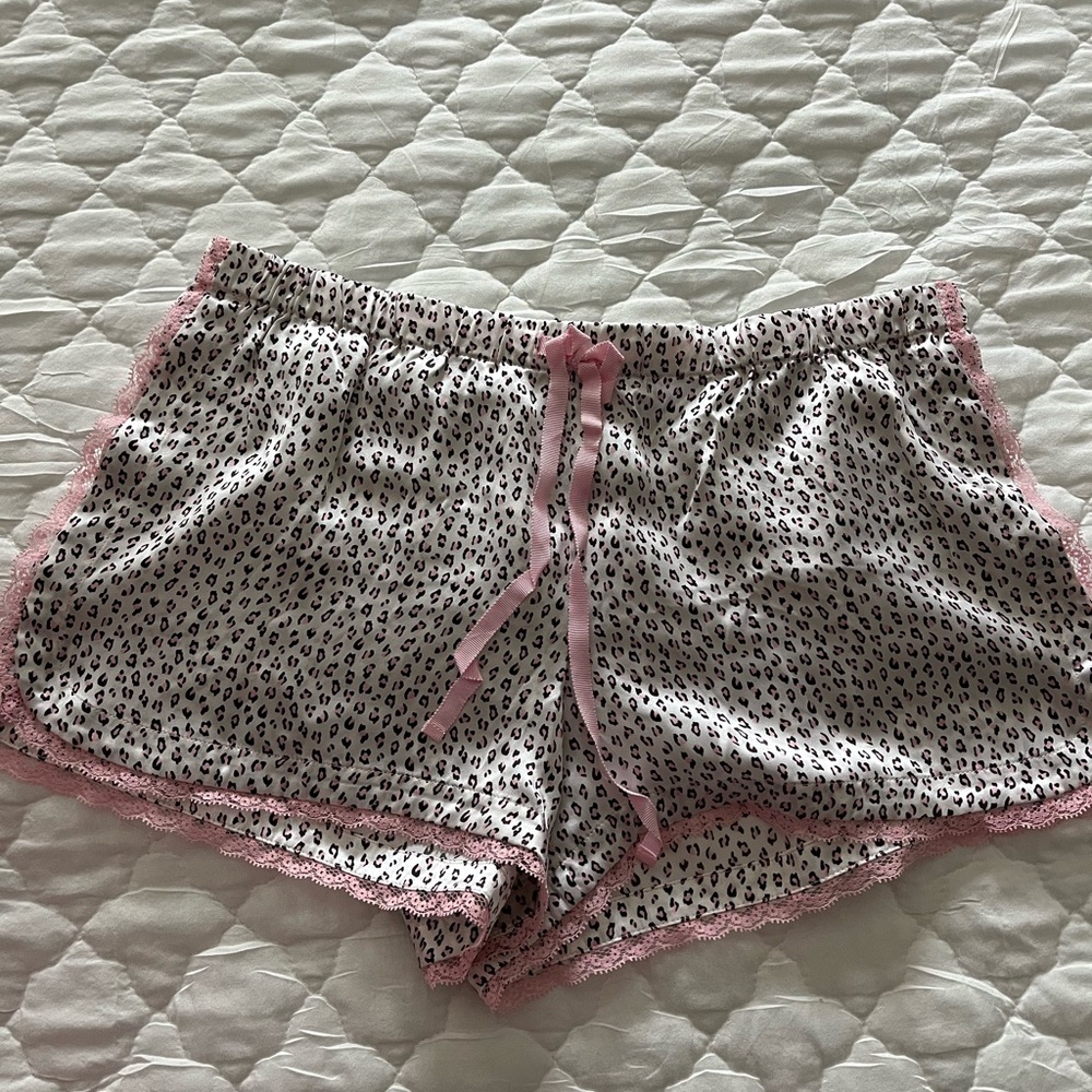 Leopard Print Pajama Shorts with Pink Trim